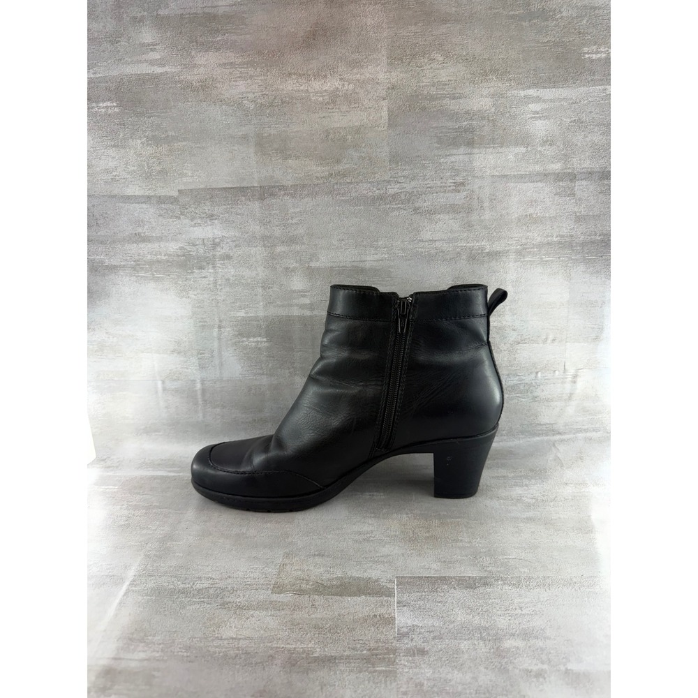 Clarks Women Black Leather Square Toe Block Heel Ankle Boots 80486 Size 12M - Picture 4 of 10